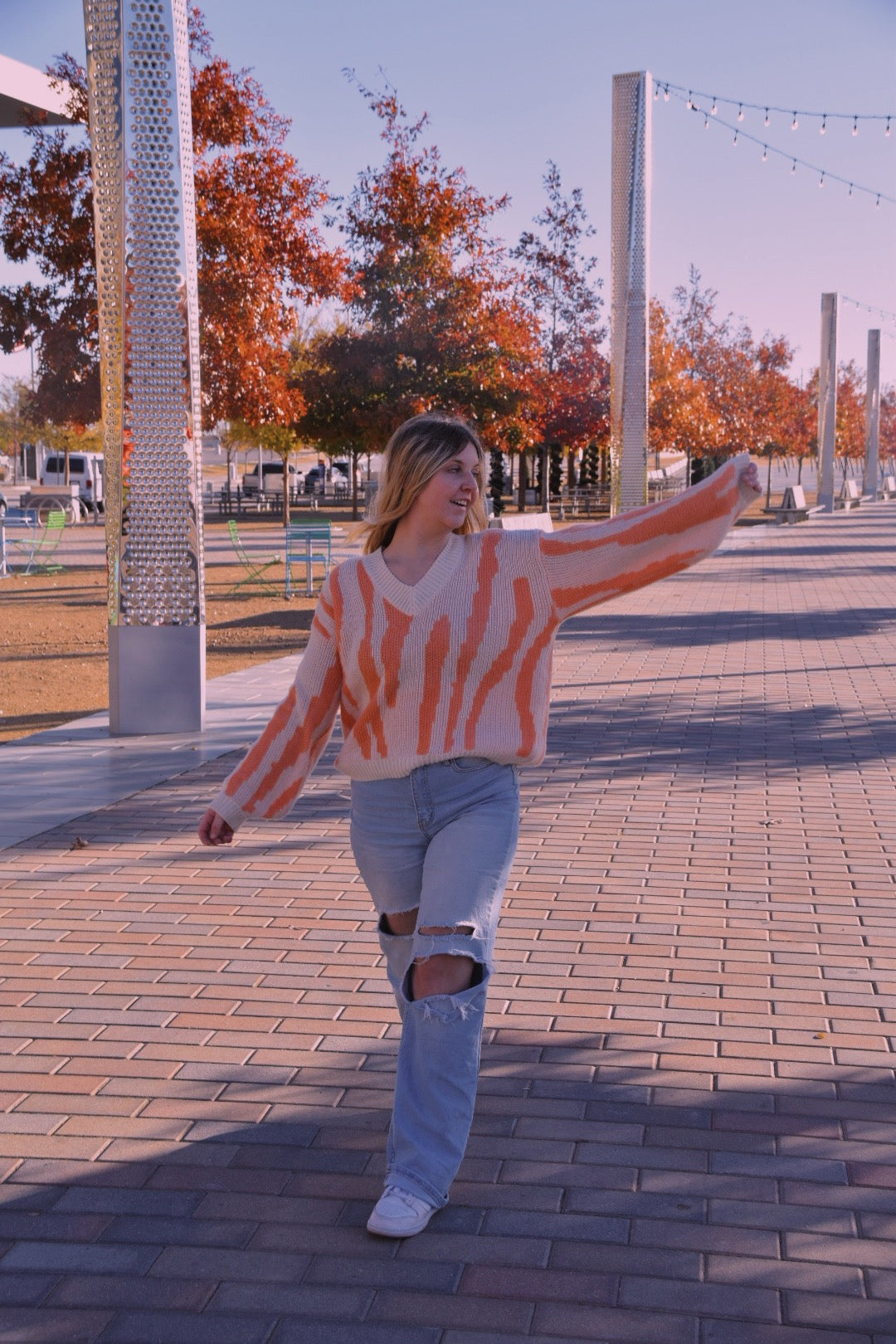 Orange print Sweater