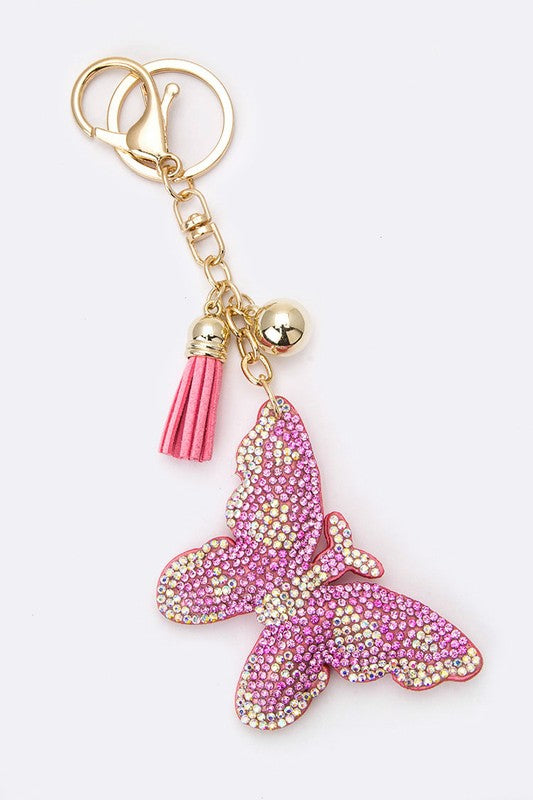 Crystal Butterfly Key Charm