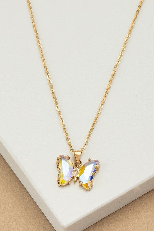 E138- 17522 Aurora Boreali butterfly  necklace