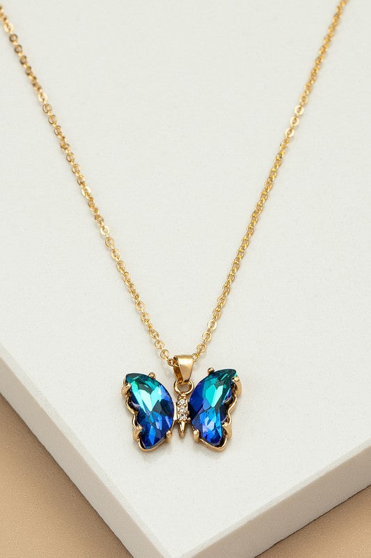 E138- 17522 Aurora Boreali butterfly  necklace