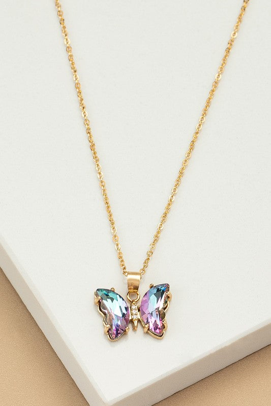 E138- 17522 Aurora Boreali butterfly  necklace