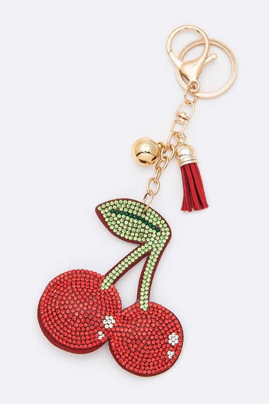 Rhinestone Cherry Iconic Key Chain