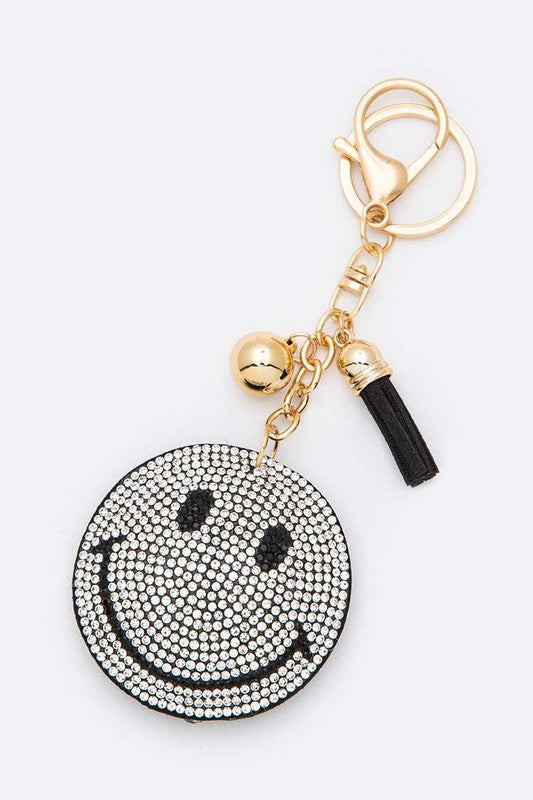 Smily Face Rhinestone Pillow Key Chain