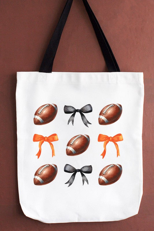 GameDay Football Black Orange Bows Tote Bag