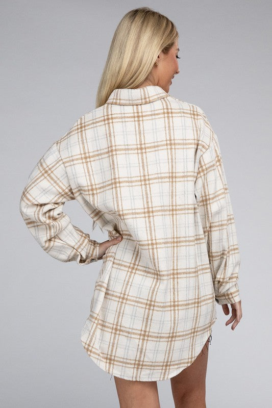 Beige Plaid Shacket