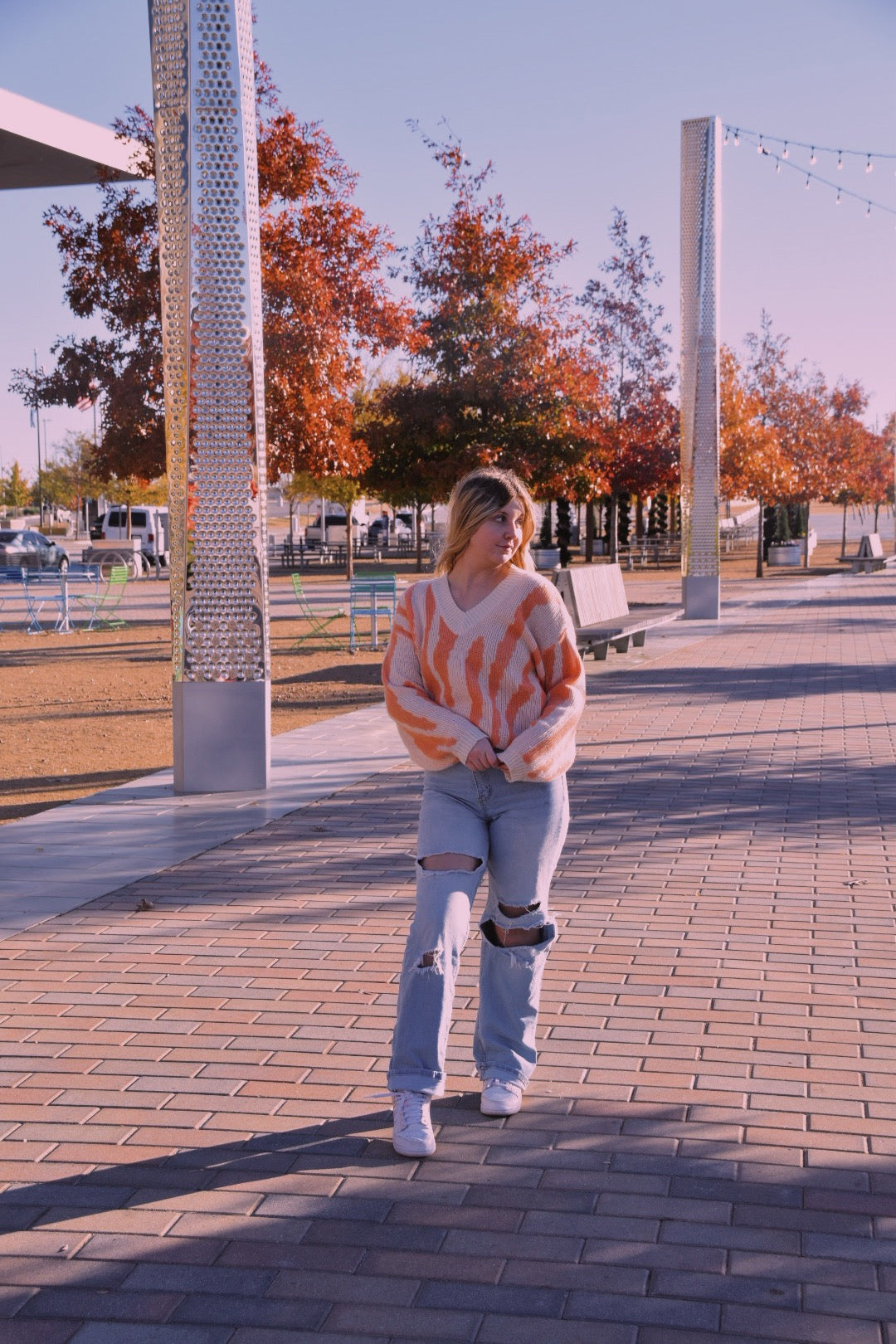 Orange print Sweater