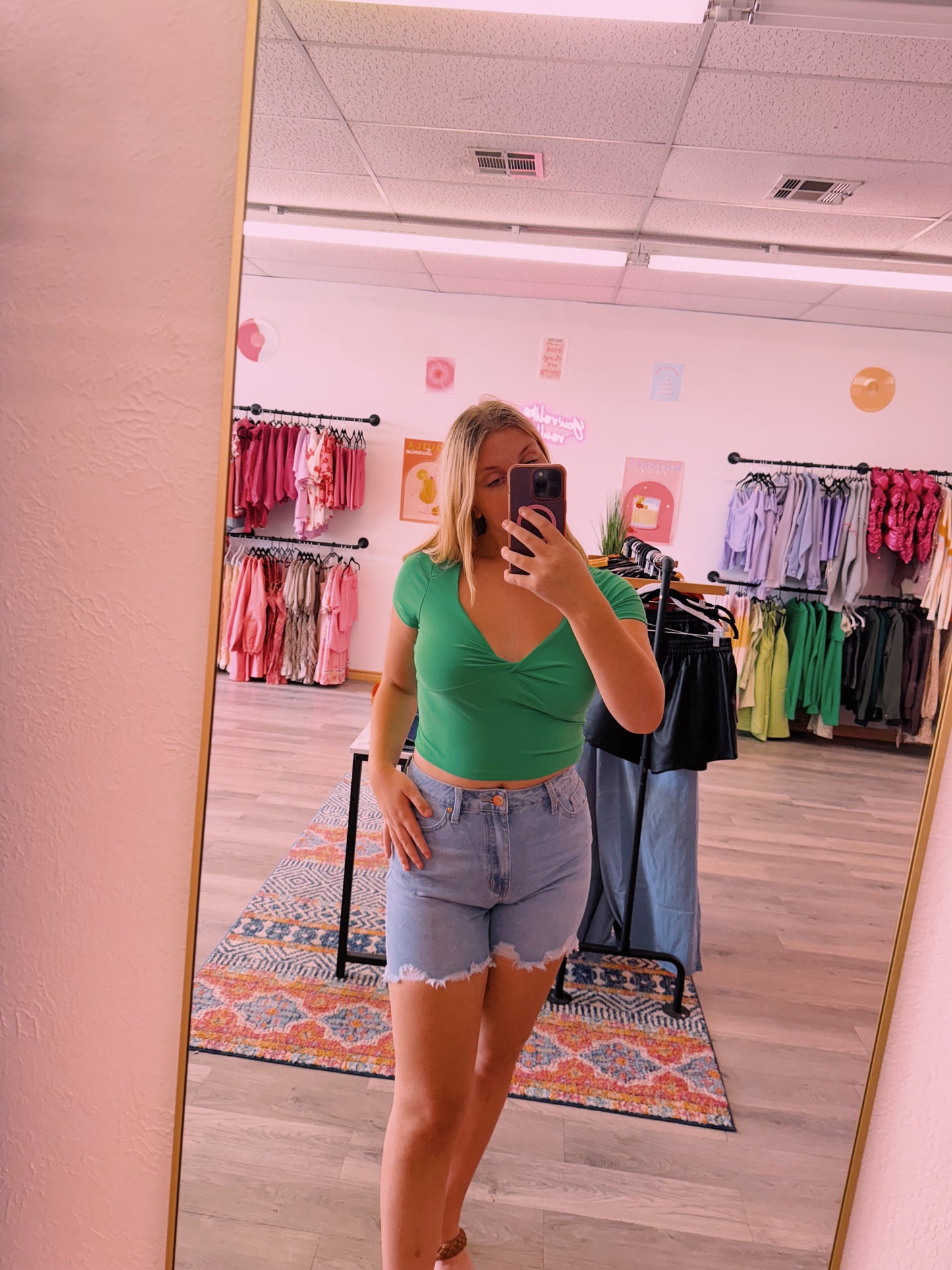 Green cropped top