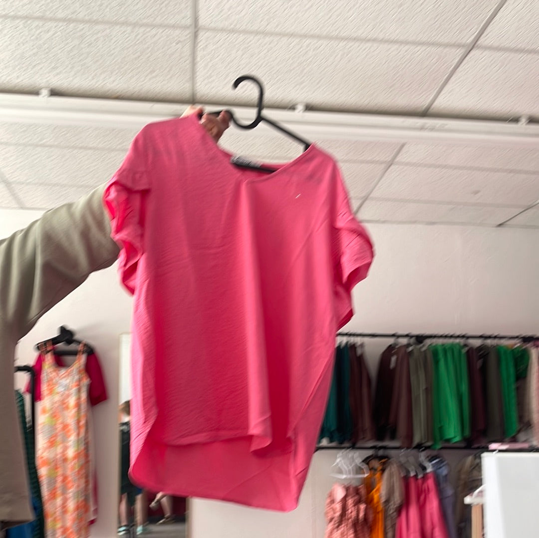 Pink ruffle top