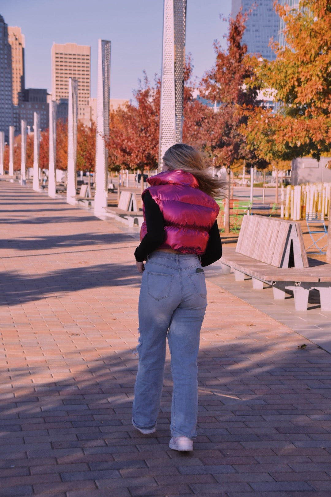 pink metallic vest