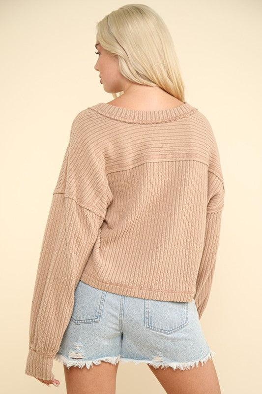 Beige V-neck sweater