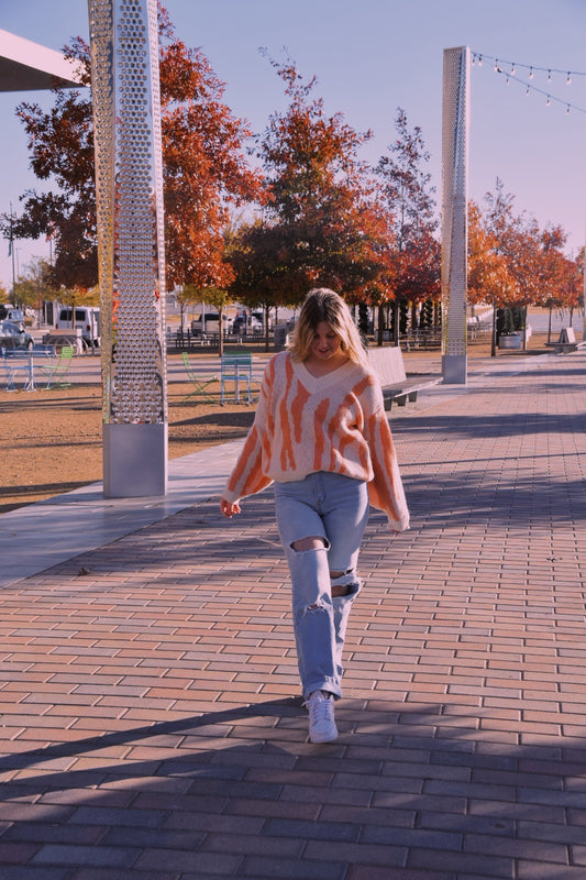 Orange print Sweater