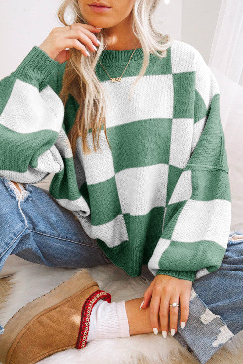 Green checkered sweaters