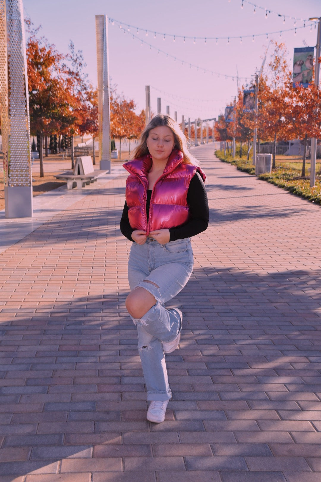 pink metallic vest