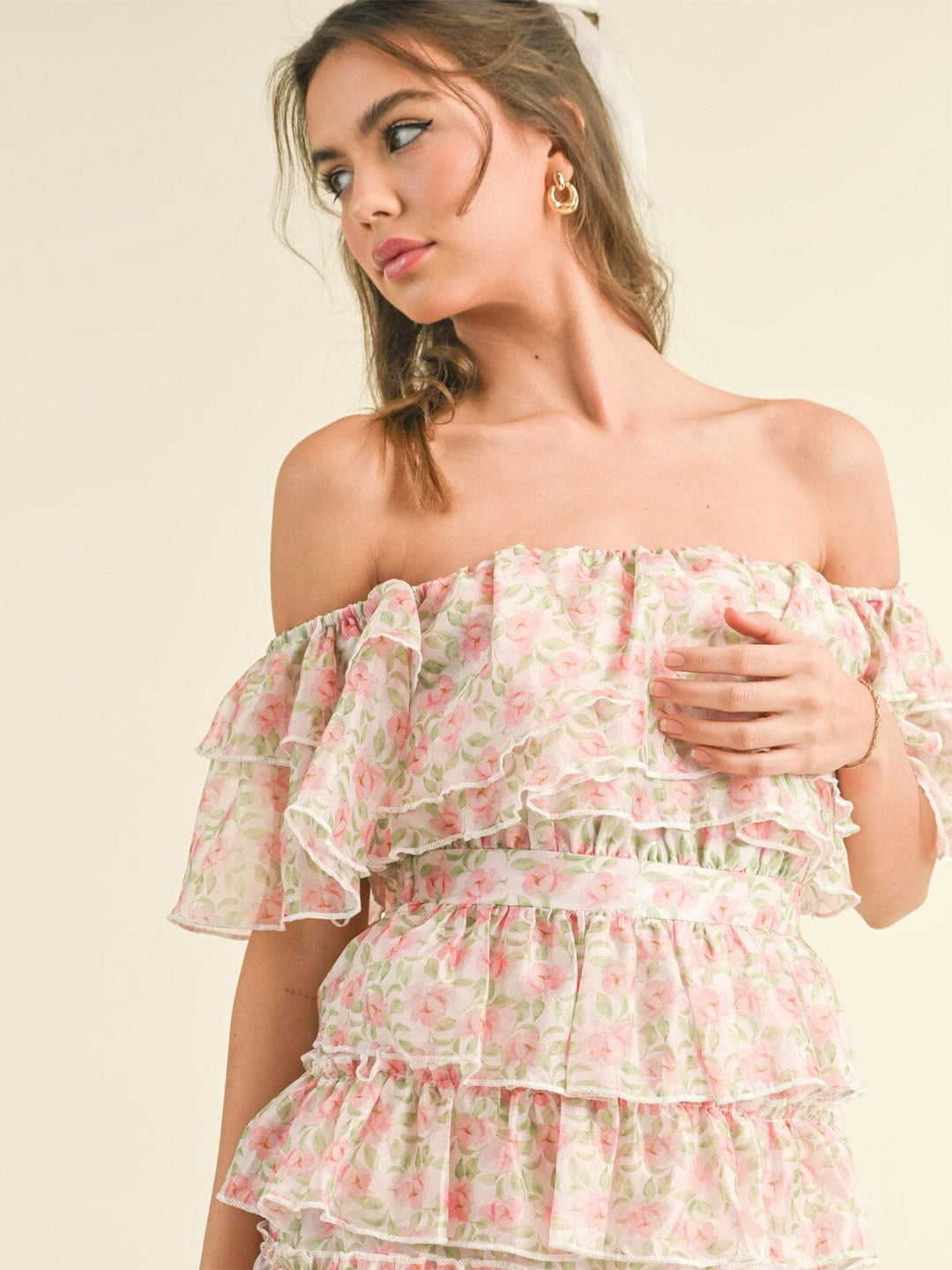 Floral off shoulder mini dress