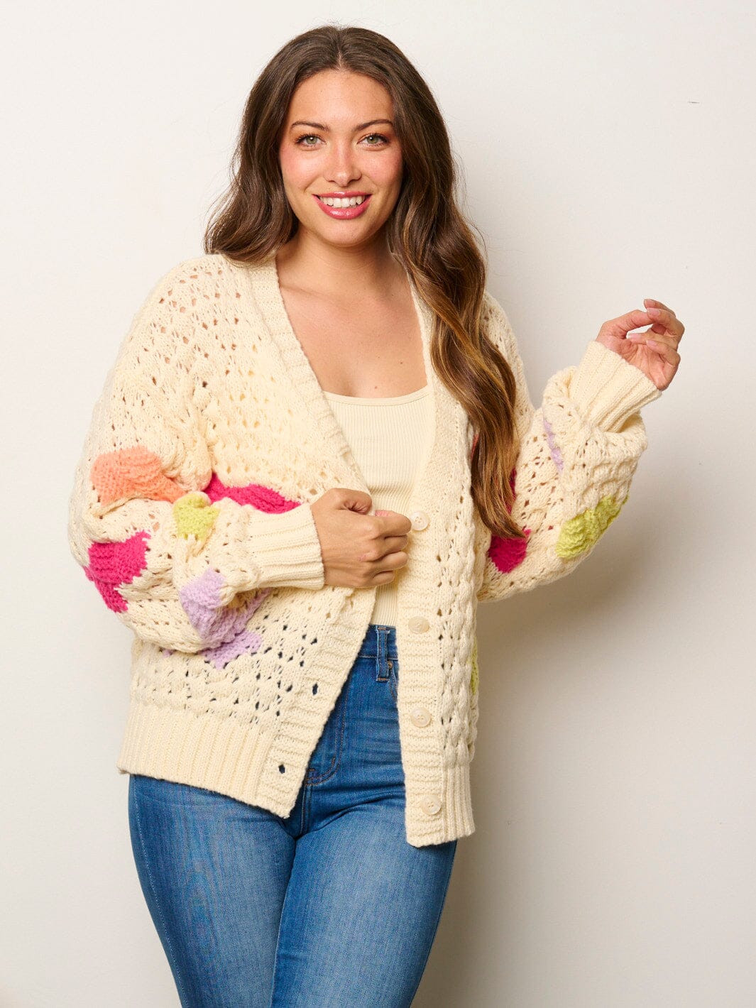 Color block knit cardigan