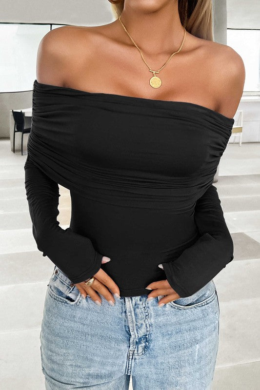 Black off shoulder top